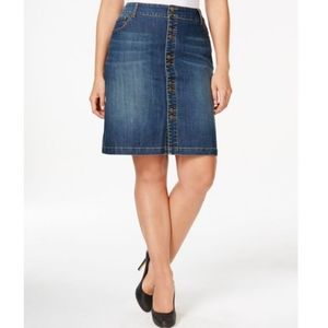 👗INC Button-front Denim Skirt Indigo Wash NWT 8